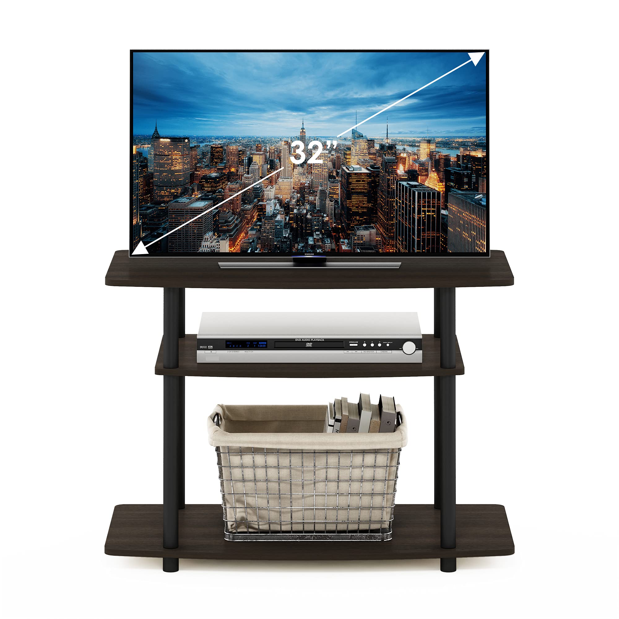 Amazon.com: Furinno Turn-N-Tube No Tools 3-Tier Entertainment